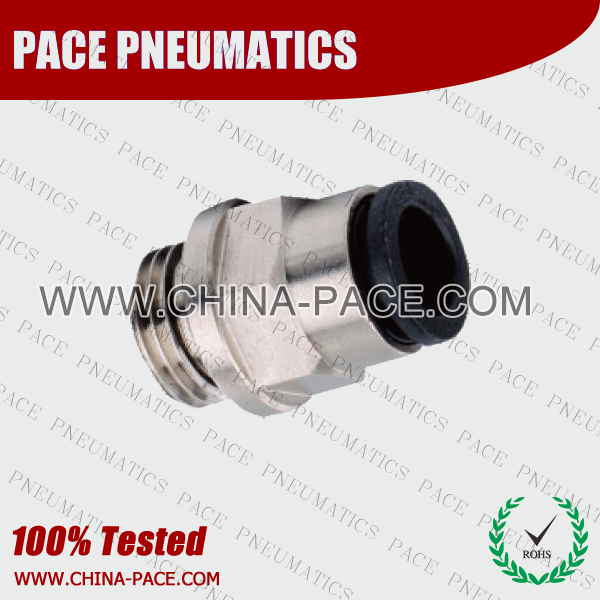 BSPP Male Straight Brass Body Push In Fittings With Plastic Sleeve, Nickel Plated Brass Push in Fittings